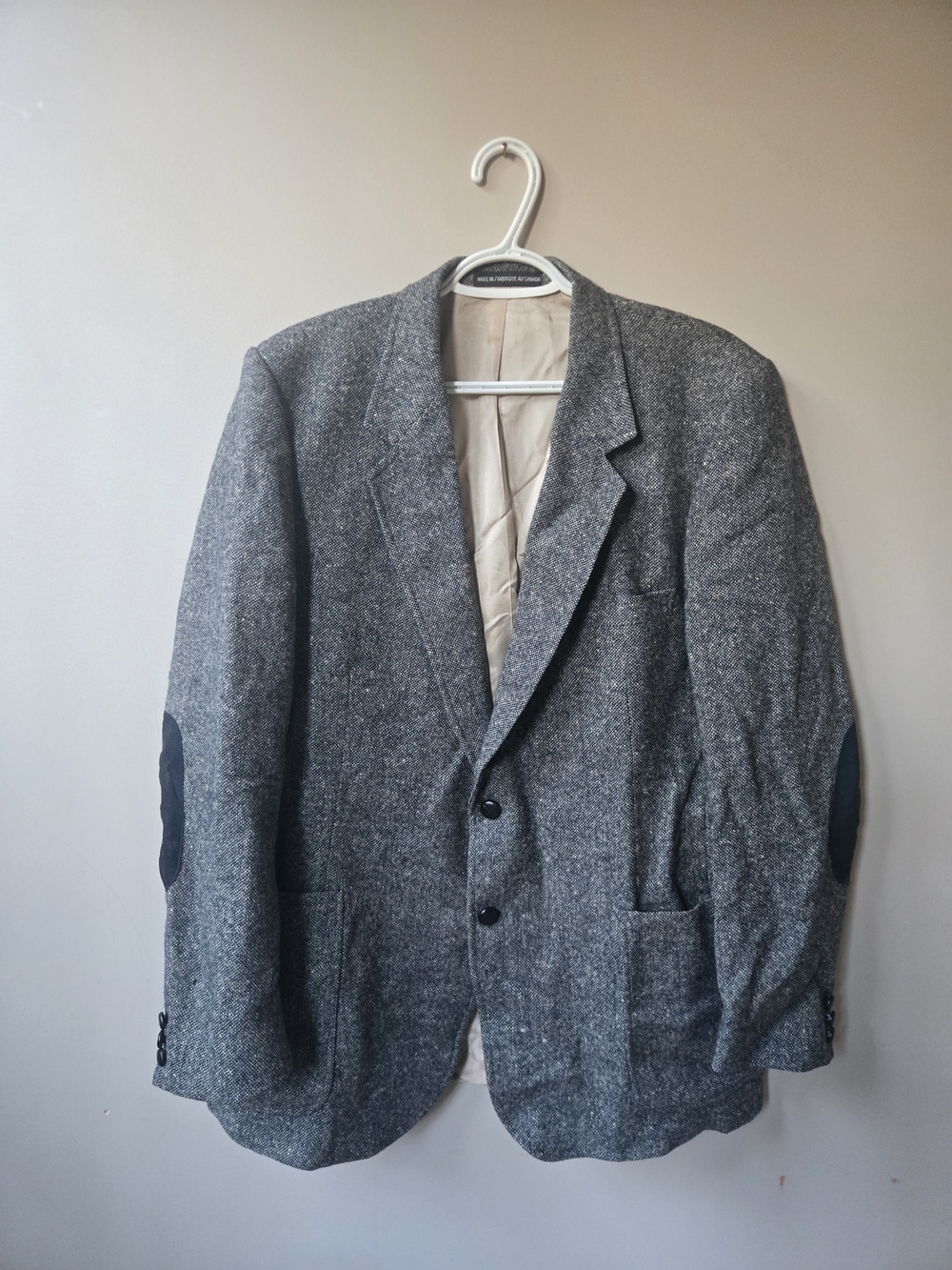 Moore's Pure Wool Sport Coat Blazer 46R Made in Canada Elbow Patches